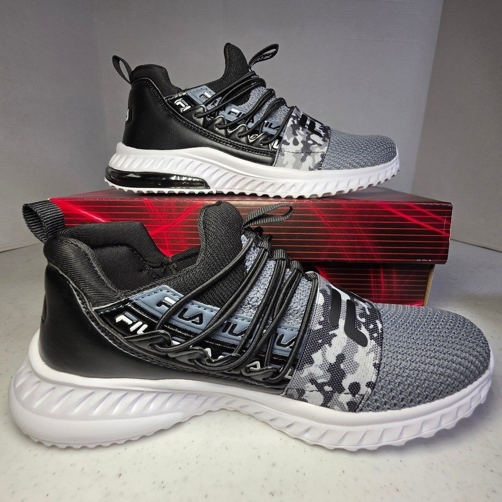 FILA Fantastiq 2 Kids Sneakers Grey Black Camo Mesh Running Shoe Size 2, NWB
